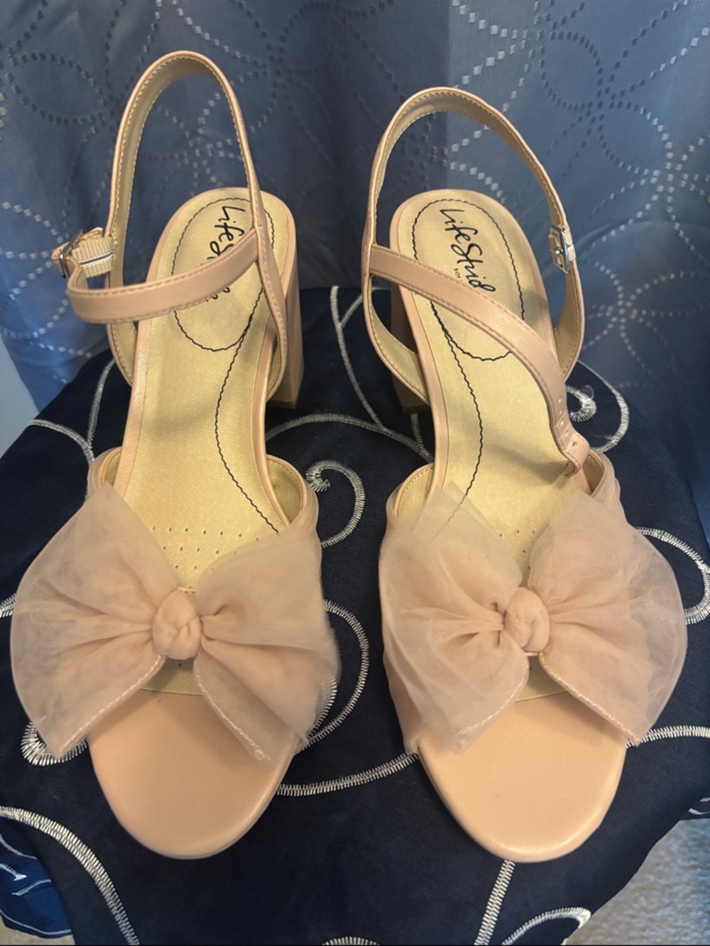 Life Stride Blush Pink Bow Slingback Heels (nwot)